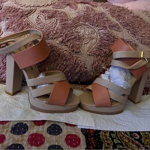 Stylish Beige and Pink Women's Heels